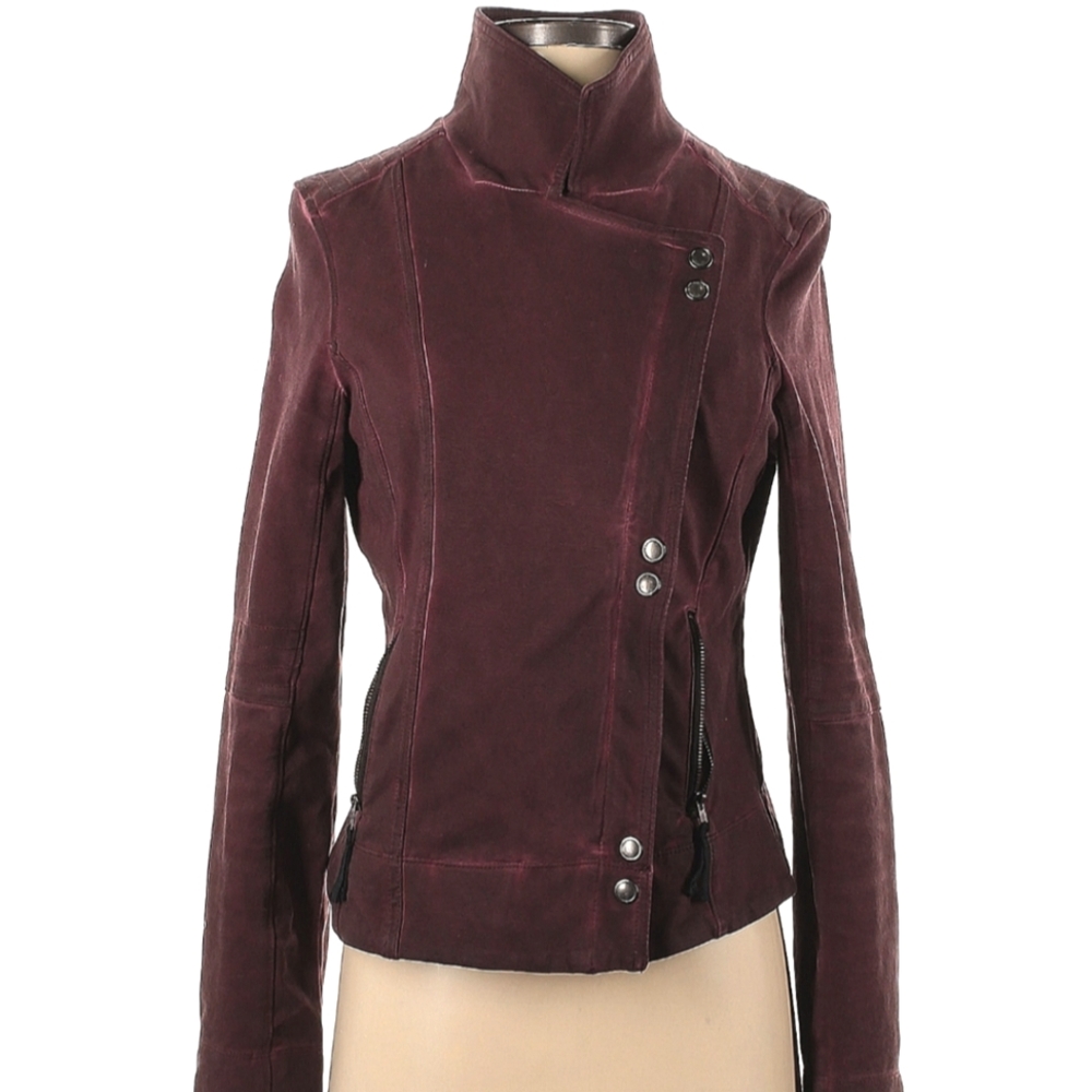 Marrakech Burgundy Knit Moto Light Jacket - Anthropologie